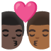 👨🏿‍❤️‍💋‍👨🏾 kiss: man, man, dark skin tone, medium-dark skin tone display on Google